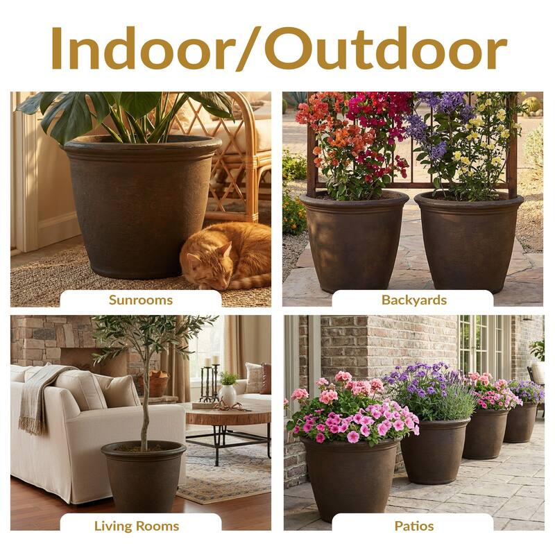 Sunnydaze Anjelica Outdoor Flower Pot Planter - 20-Inch - 4-Pack
