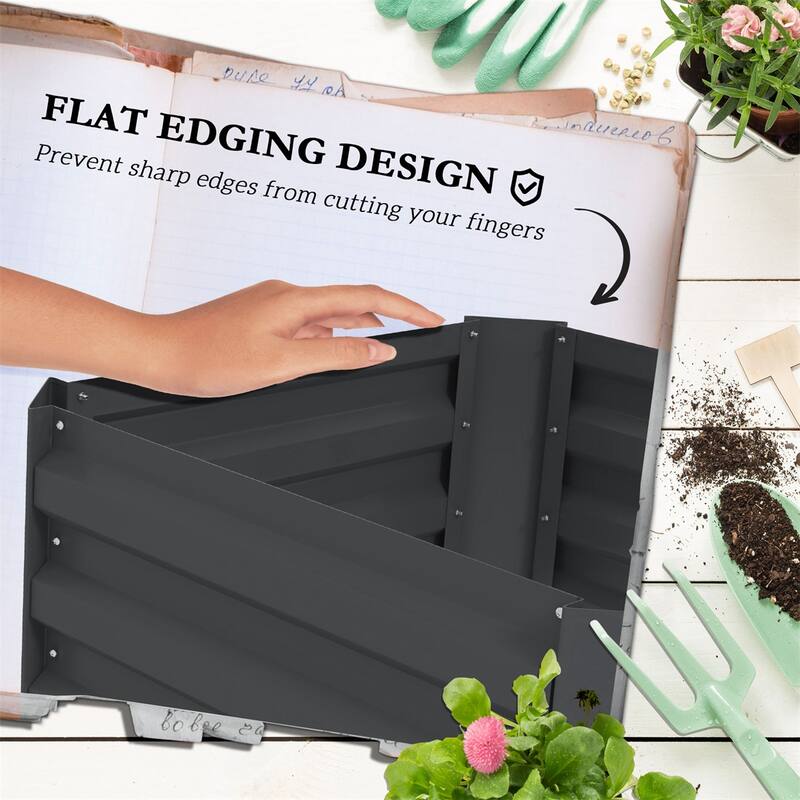 Galvanized Steel Raised Garden Bed with Adjustable Trellis for Vegetables Fruits and Flowers Outdoor Planter