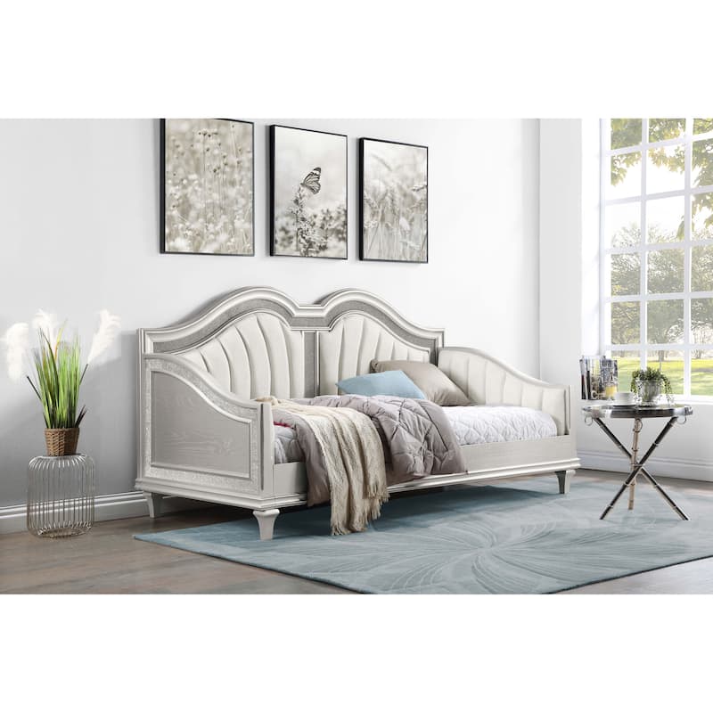 Evangeline Upholstered Twin Daybed Silver Oak