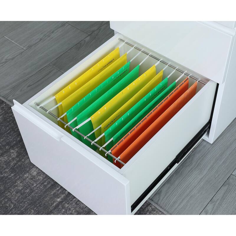 Somette Modern Wooden Desk with 3 Drawers & 1 Door