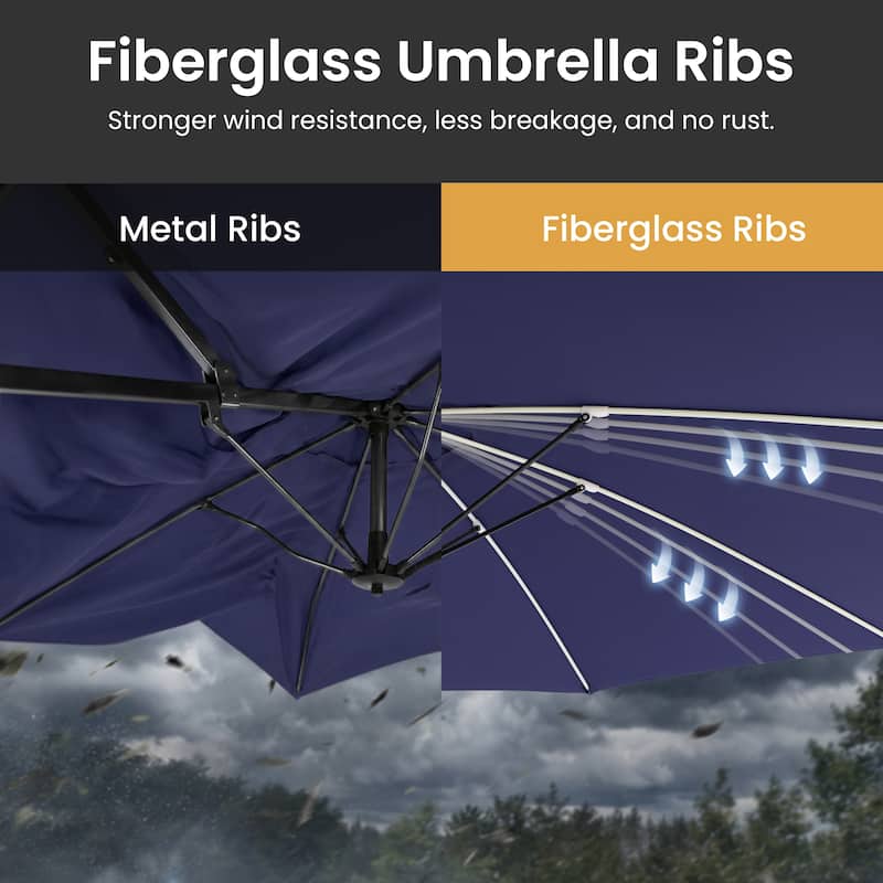 Crestlive Products 15ft Rectangular Double-sided Outdoor Market Umbrella Solar LED Lighted Patio Umbrella