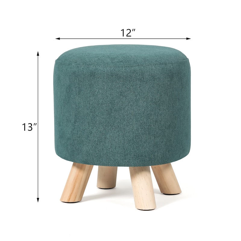 Adeco Round Ottoman Footrest Upholstered Padded Pouf