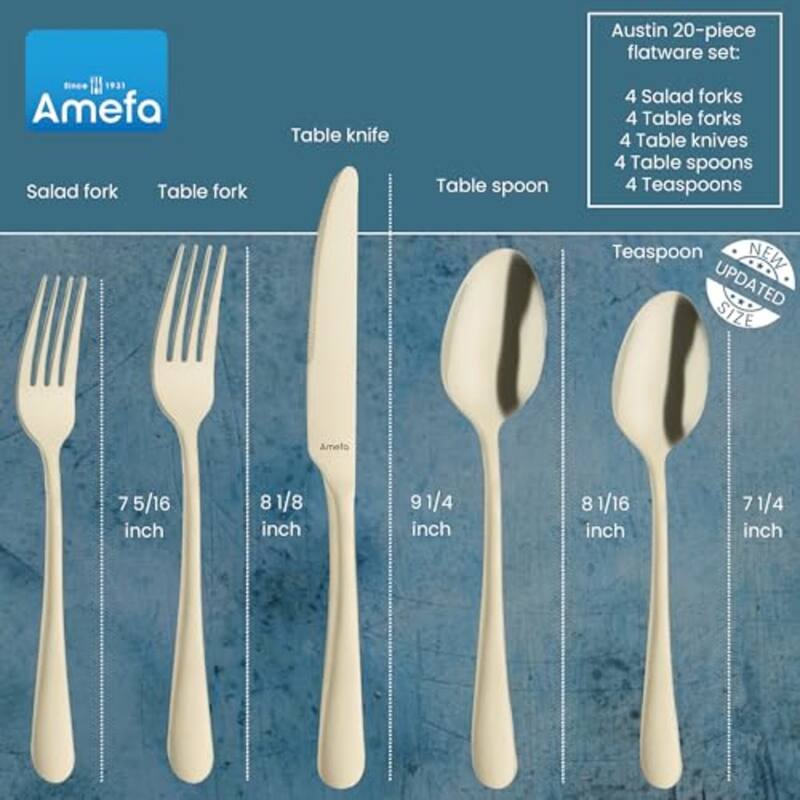Amefa Austin 20 Piece Flatware Set - 4.5" L x 10" W x 3.5" H
