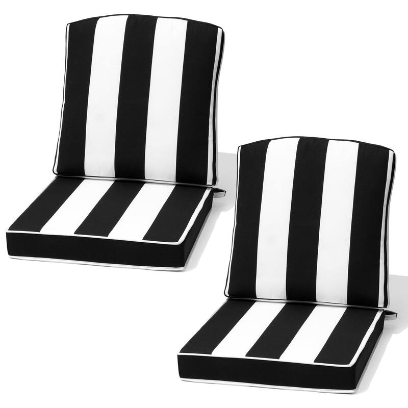 22''D x 21''W x 3.5''T Patio Fabric Outdoor Seat Cushions Set (Seat & Back) - Black&White - 2PC
