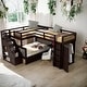 preview thumbnail 2 of 18, Modern Twin-Twin over Full L-Shaped Bunk Bed With 3 Drawers,Portable Desk and Wardrobe