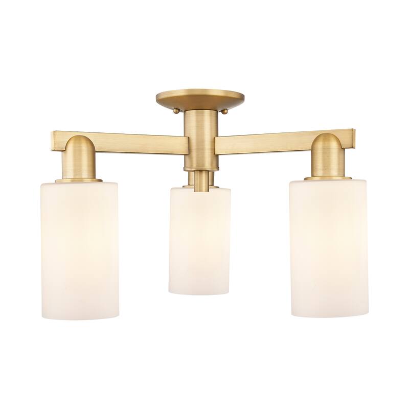 Innovations Lighting Endless Possibilities Arcadia - Clymer - 3 Light 21" Semi-Flush Mount - Brushed Brass/Matte White
