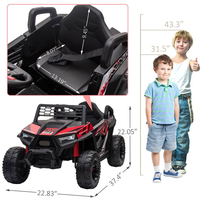 Electric 12V Ride On Mini UTV Car for Kids with Forward and Reverse, LED Lights, and Built-in Music, Battery Powered Vehicle