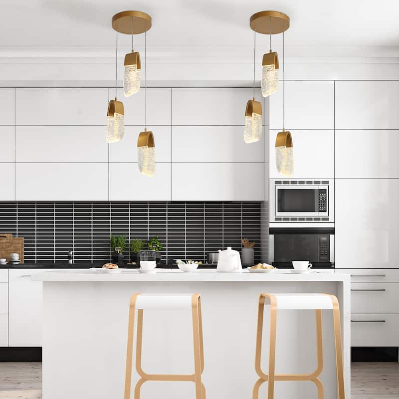 Modern 3-Light LED Gold Chandeliers Island Lights for Dining Room - Dia. 11.6" x H 11"
