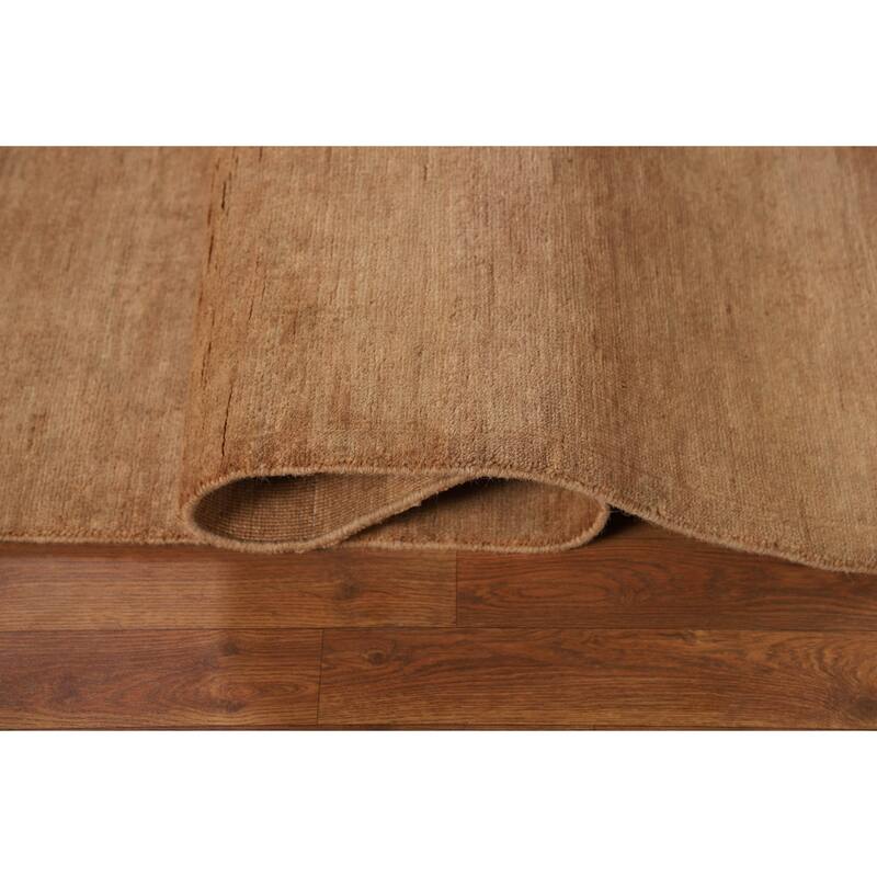 Gold Brown Modern Gabbeh Oriental Area Rug Hand-Knotted Wool Carpet - 5'5" x 8'2"