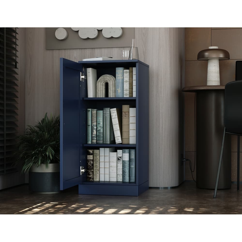 Palace Imports 100% Solid Wood 3-Shelf Bookcase with Shaker Door and Adjustable Shelves