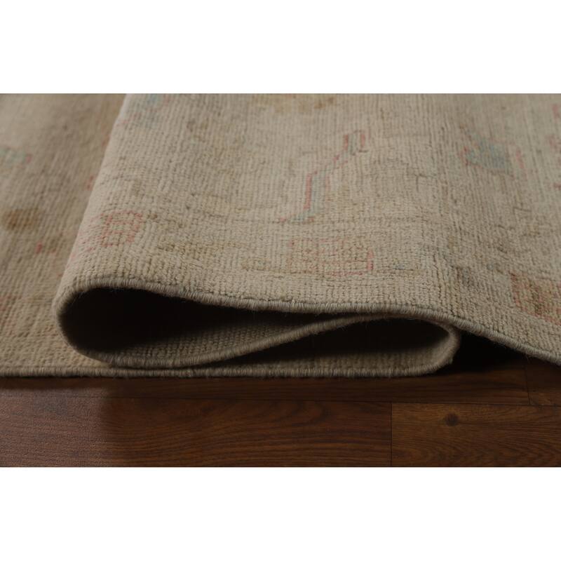 Hand Knotted Oriental 100% Wool Carpet Transitional All-Over Beige & Ivories Oushak Area Rug - 11' 10'' X 8' 11''
