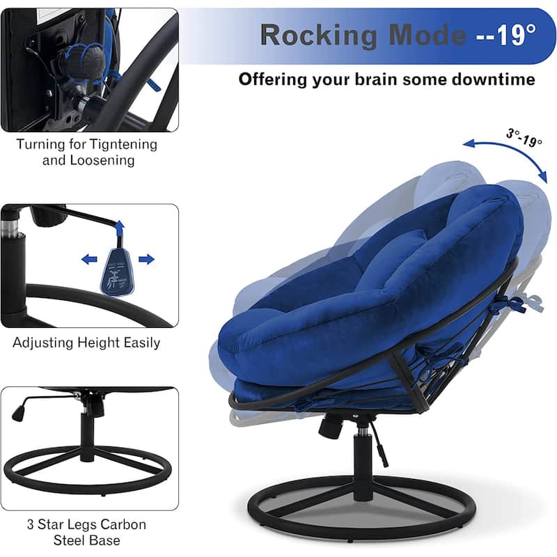 MCombo Gas Lift Swivel Papasan Chair with Height Adjustment, Velvet HQ405