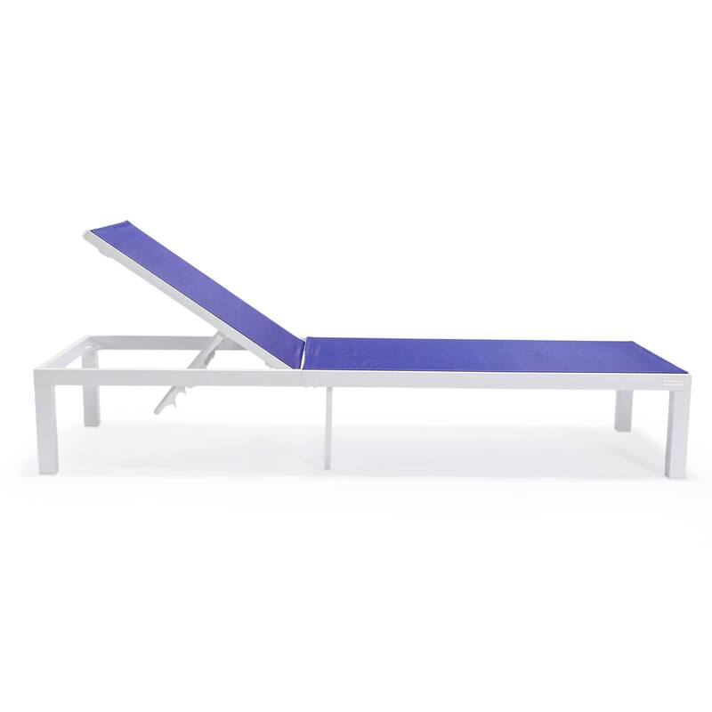 Aluminum Beach Pool Sun Lounge Chair Sling Mesh Fabric Reclining Stackable Lounger Chair