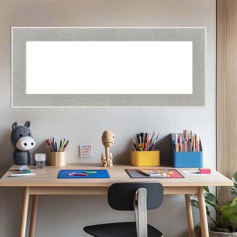 Amanti Art Glam Linen Grey Framed Dry Erase Magnetic Board