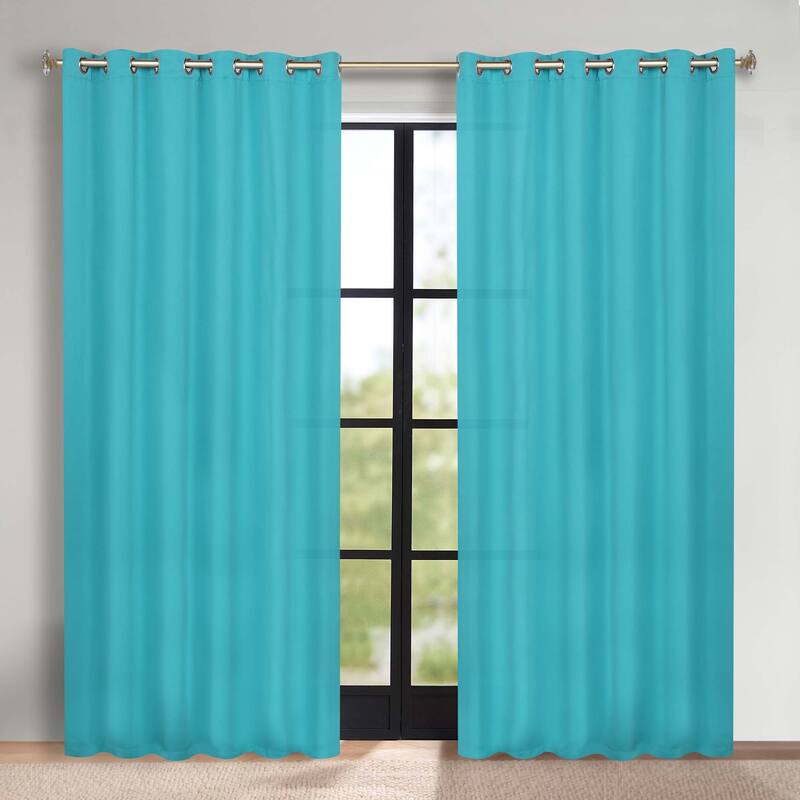 Superior Solid Machine Washable Room Darkening Grommet Blackout Curtains, Set of 2