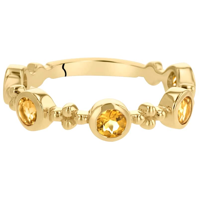Yellow Tone Citrine Tiara Stackable Ring in Sterling Silver
