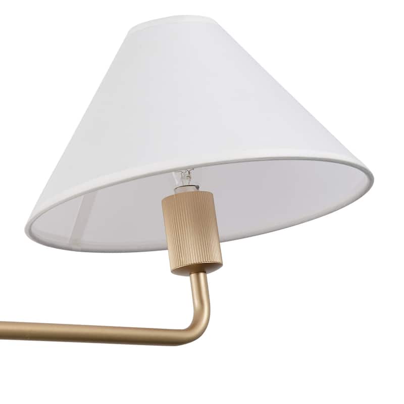Farmhouse 2-Light Linear Kitchen Island Chandelier with White Fabric Lampshades