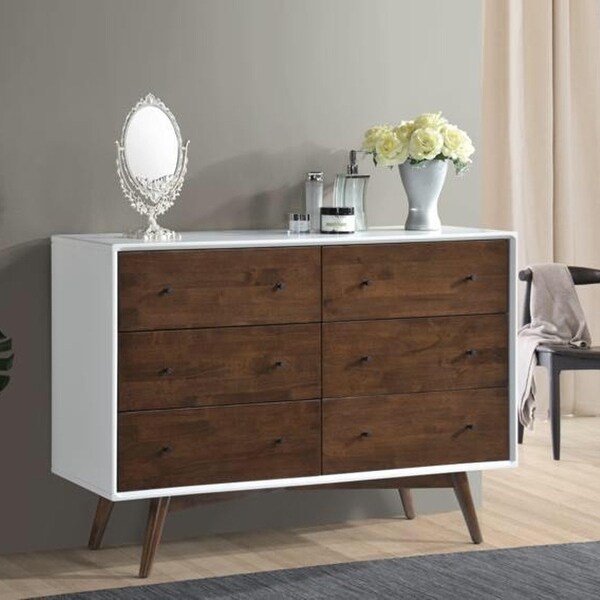 Mid-Century Modern Denver White 6 Dresser. Opens flyout.