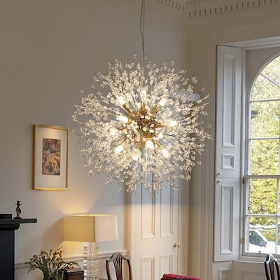 8/9/12/16-Light Modern Linear Sputnik Globe Pendant Starburst Firework Crystal Chandelier