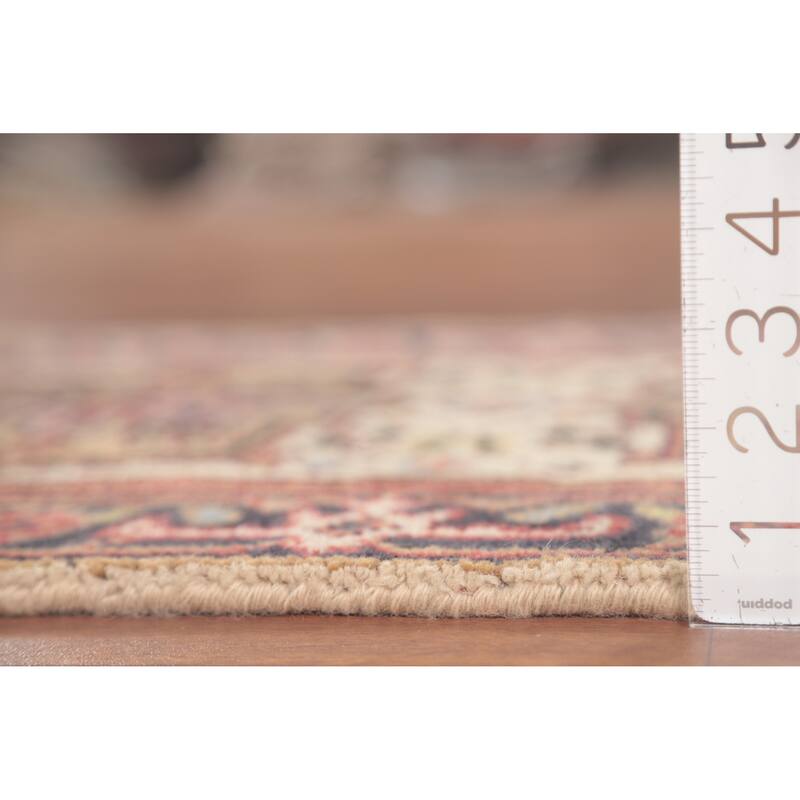 Geometric Heriz-Serapi Accent Rug Handmade Beige Wool Carpet - 2'0"x 4'0"