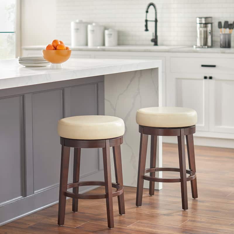 Simple Living 30-inch Avenue Backless Swivel Bar Stool (1-Piece) - Cream