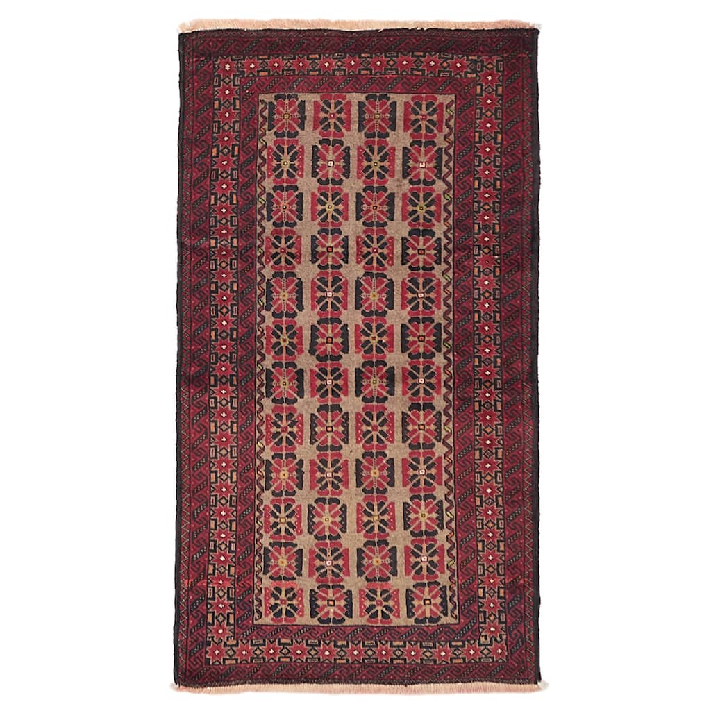 ECARPETGALLERY Hand-knotted Baluch Tan Wool Rug - 3'5 x 6'3