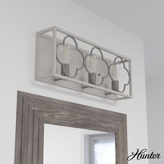 Hunter Gablecrest 3-Light Bathroom Vanity Wall Light - Modern Farmhouse, Transitional - Damp Rated!