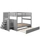preview thumbnail 5 of 15, Full Over Full Bunk Bed with Twin Trundle, Staircase Drawers, and Safety Guardrails, Convertible Design for Flexible Setup