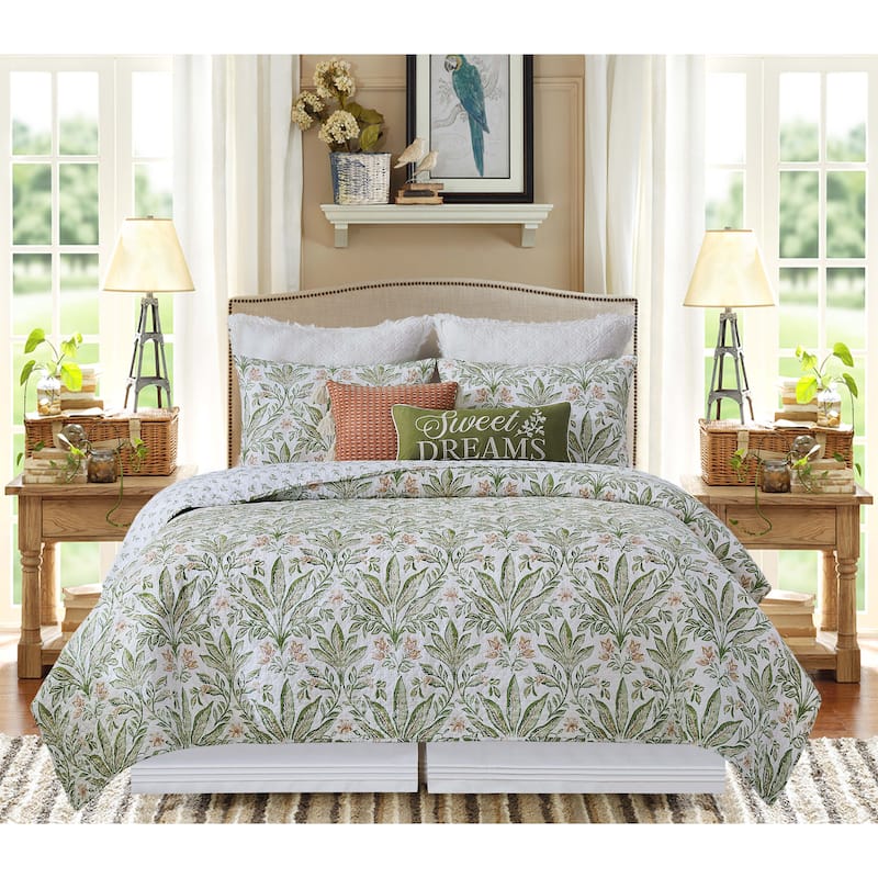 Lana Palms Cotton Reversible Machine Washable Quilt Set