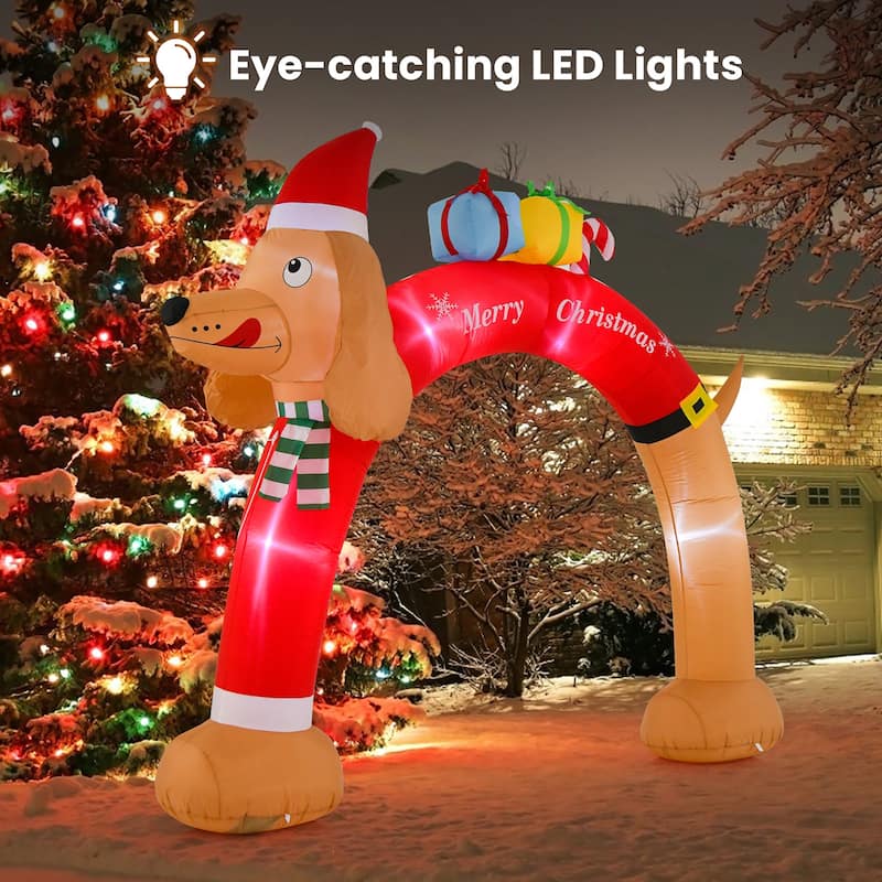 Gymax 8 FT Tall Jumbo Inflatable Christmas Arch Archway w/ Dachshund & - See Details