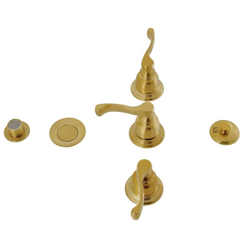 Kingston Brass 1.5 GPM Widespread Bidet Faucet with 3 Lever Handles - Brushed Brass