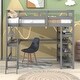 preview thumbnail 3 of 5, Gray Pine Wood Loft Bed with Desk, Ladder, and Shelves, High Guard Rails