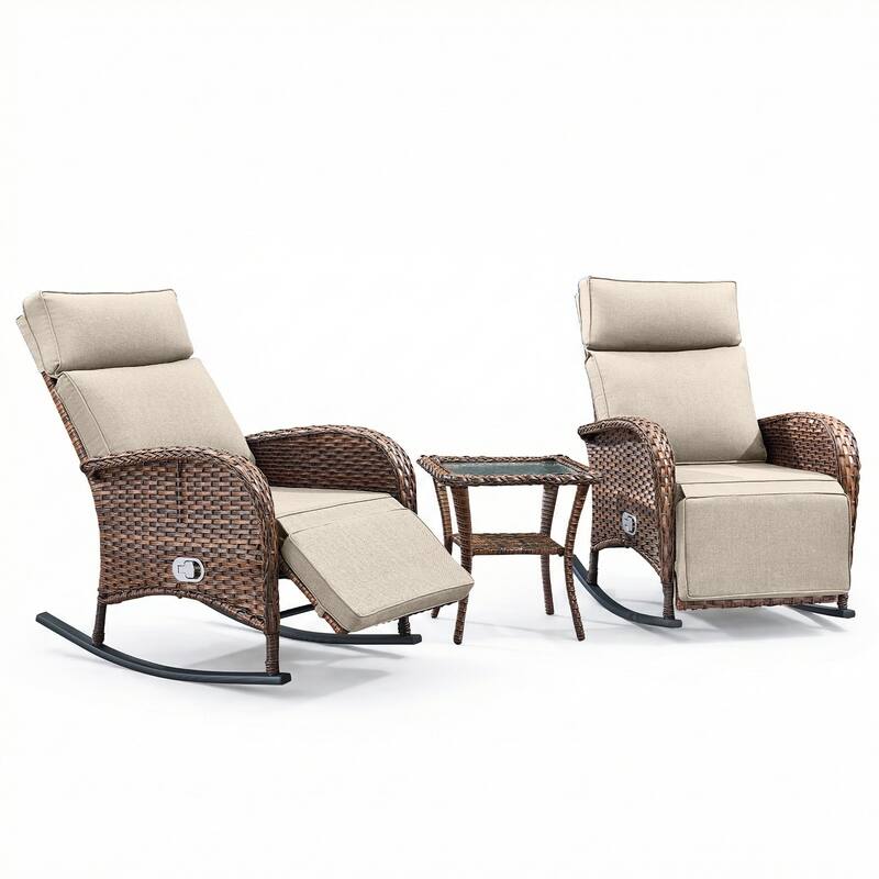 Pocassy Versatile Outdoor Recliner Rocker Chair with Side Table