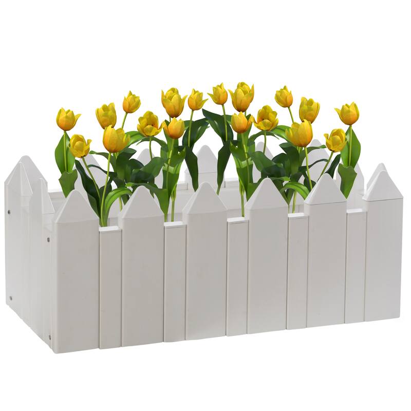 Vinyl Planter Box Garden Bed Flower Pot - White - Vinyl