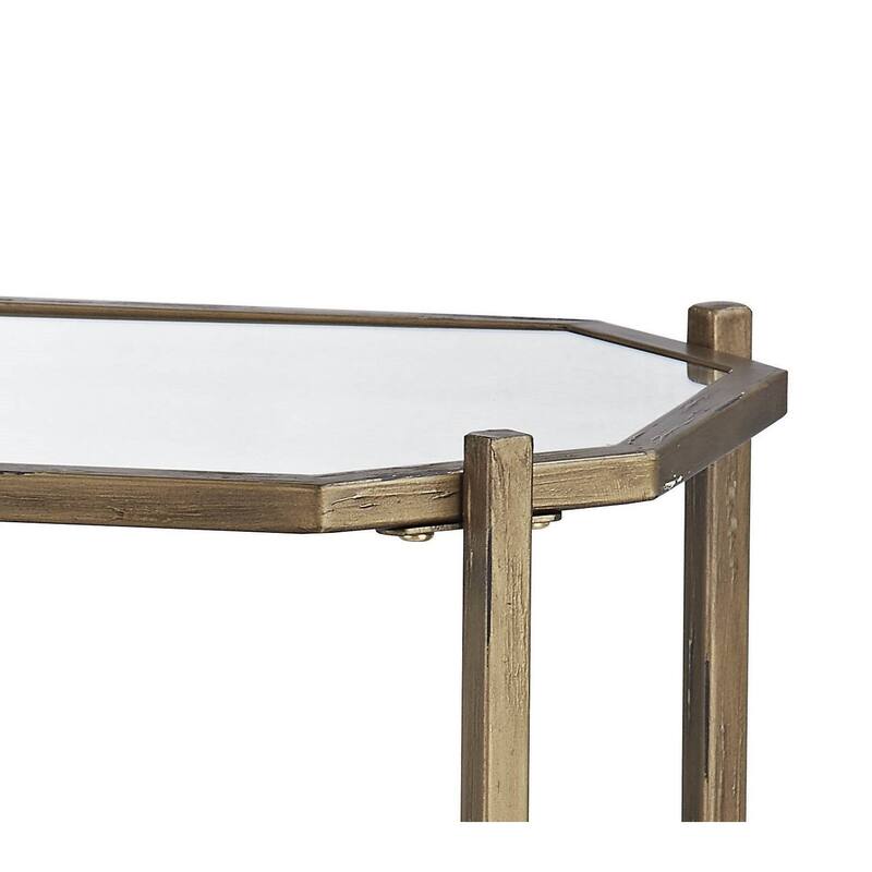 Meghan Mirrored End Table, Distressed Antique Gold