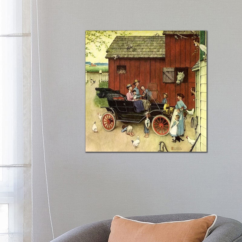 iCanvas "The Farmer Takes a Ride" by Norman Rockwell Canvas Print - 26x26x1.5