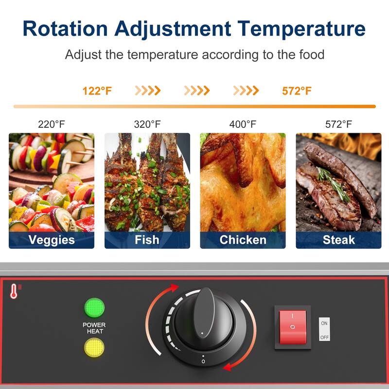 Electric Indoor Grill, 1800W Commercial BBQ Grill Smokeless Countertop Grill, Stainless Steel
