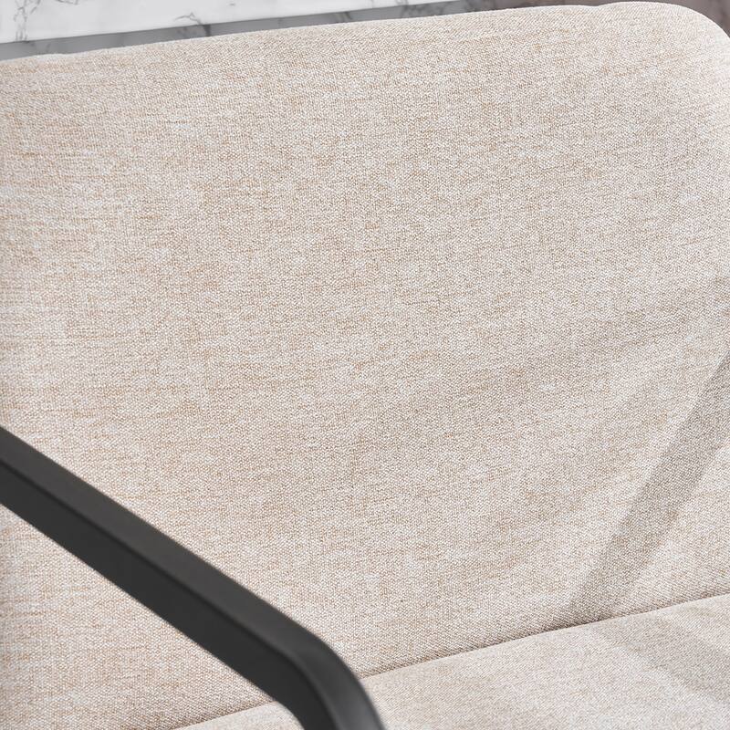 Fabric Counter Height Bar Stools (Set of 2） with Armrests, Metal Frame, and Padded Seats