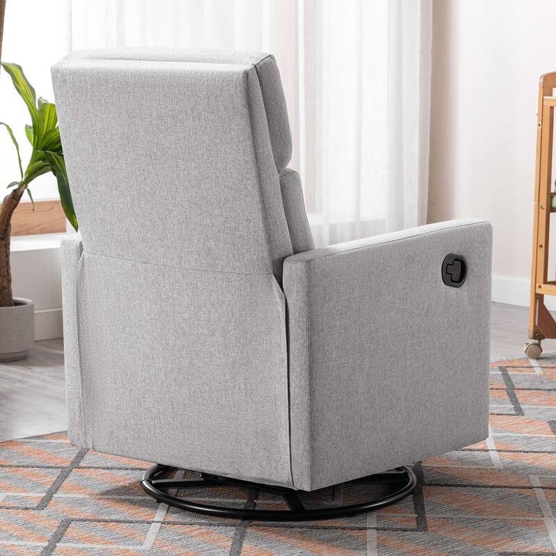 Modern 360° Swivel Sliding Linen Upholstered Recliner