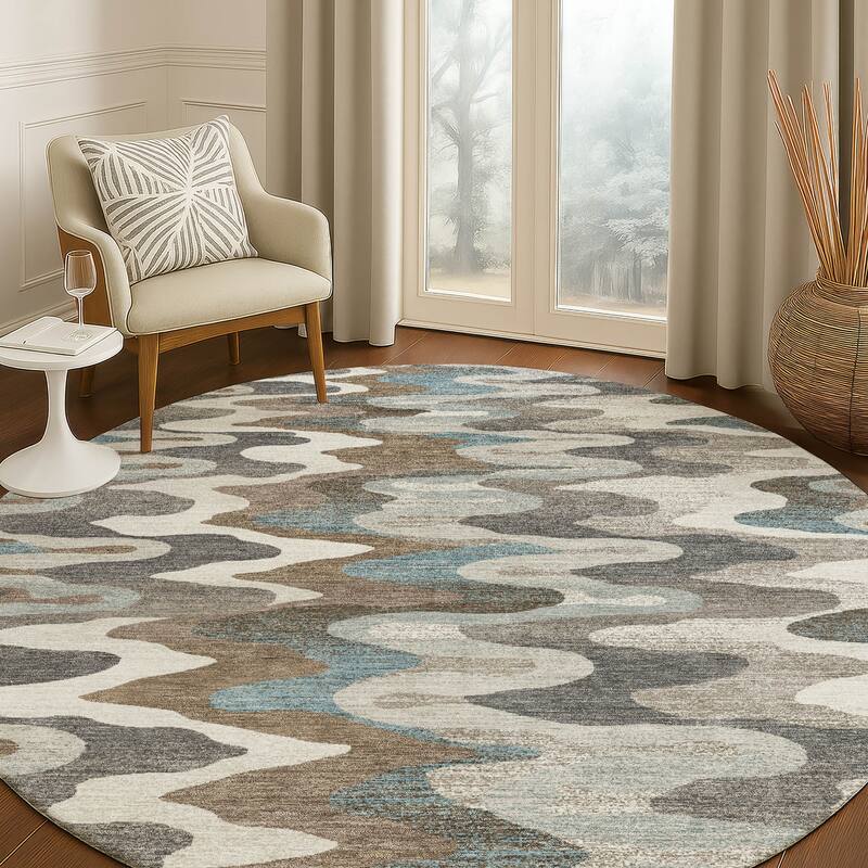 Machine Washable Indoor/ Outdoor Modern Mason Chantille Rug