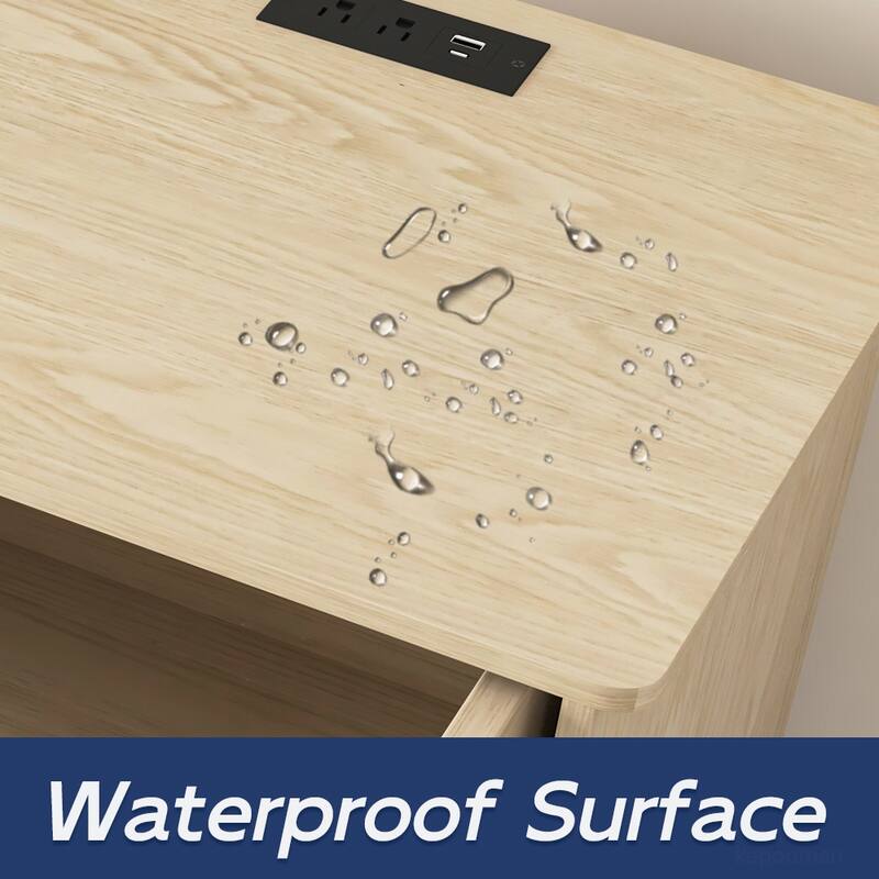 Nightstand with Charging Station,2 USB,Type C,Drawer,Adjustable Shelf