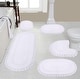 preview thumbnail 12 of 58, Hampton Crochet Bathmat 100% Cotton Non-Slip Bathroom Rug Set, Machine Washable Bath Rug, 5 Piece Bath Mat Set with Contour White