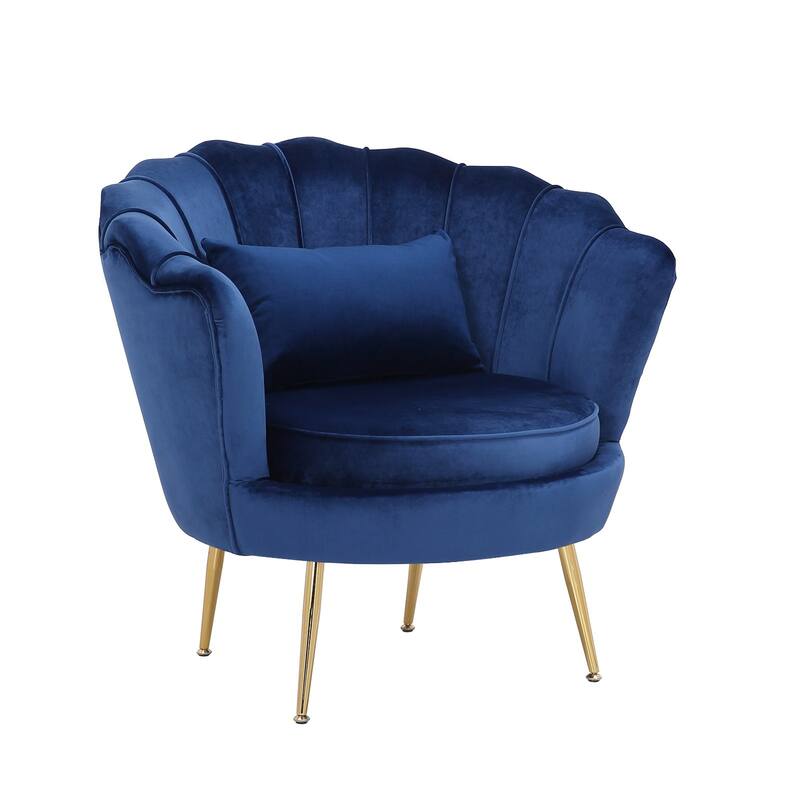 Blue Velvet Lounge Chair - 29'' H x 32.5'' W x 31.5'' D