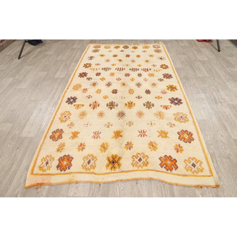 Tribal Moroccan Oriental Area Rug Wool Hand-knotted Foyer Carpet - 4'7" x 7'10"