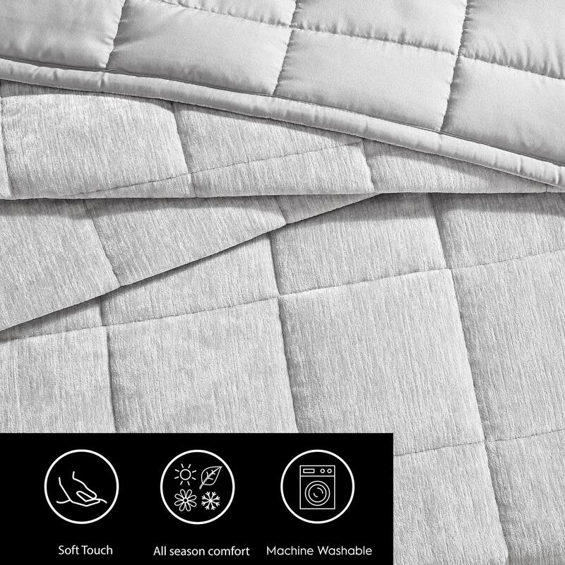 Vera Wang Chenille Box Solid 3 Piece Quilt Set