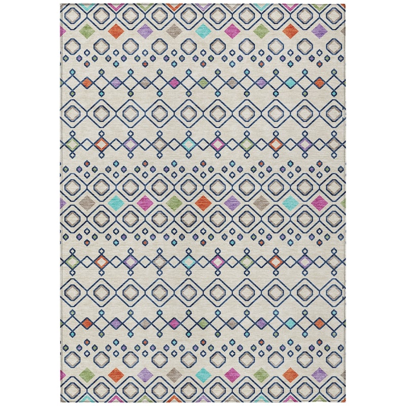 Machine Washable Indoor/ Outdoor Global Contempory Chantille Rug