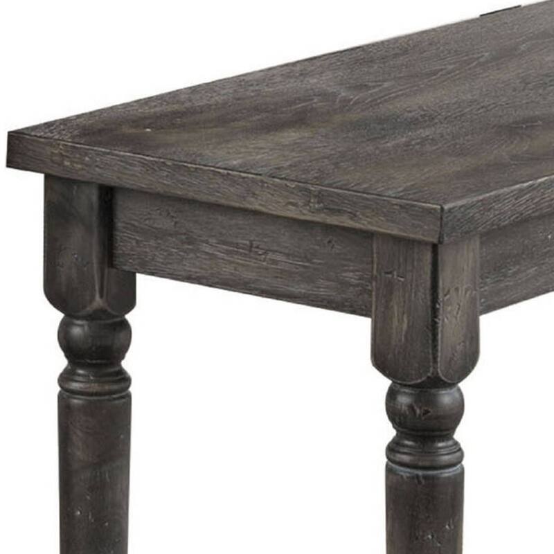Transitional Style Wood Bench with Turned Legs, Gray