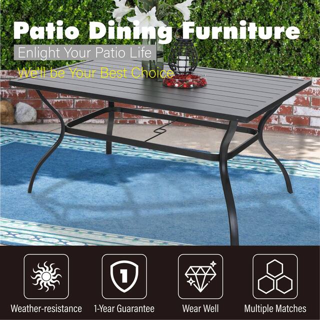 7-piece Outdoor E-coating Metal Stackable Patio Dining Set