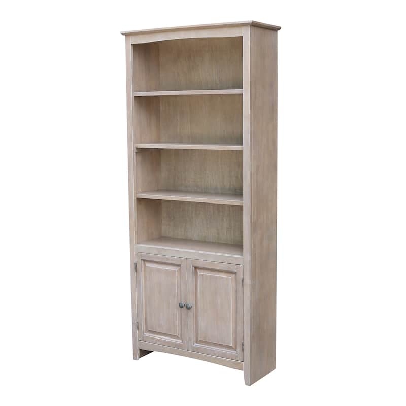 Solid Wood Shaker Bookcase 72-Inch Tall with Adjustable Shelves for Home Office and Living Room Storage - 32