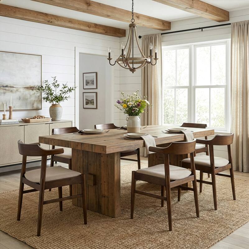 Set of 2 Atlas Retro Modern Dark Brown Wood Chair with Curved Back